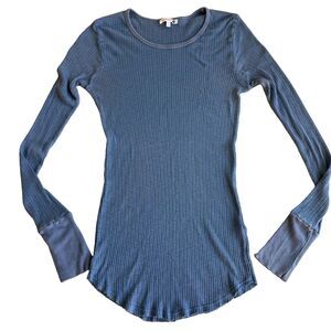 Sundry Blue Fitted Henley Shirt Size 2 (8-10 Bella Swan Y2K Layering Long Sleeve
